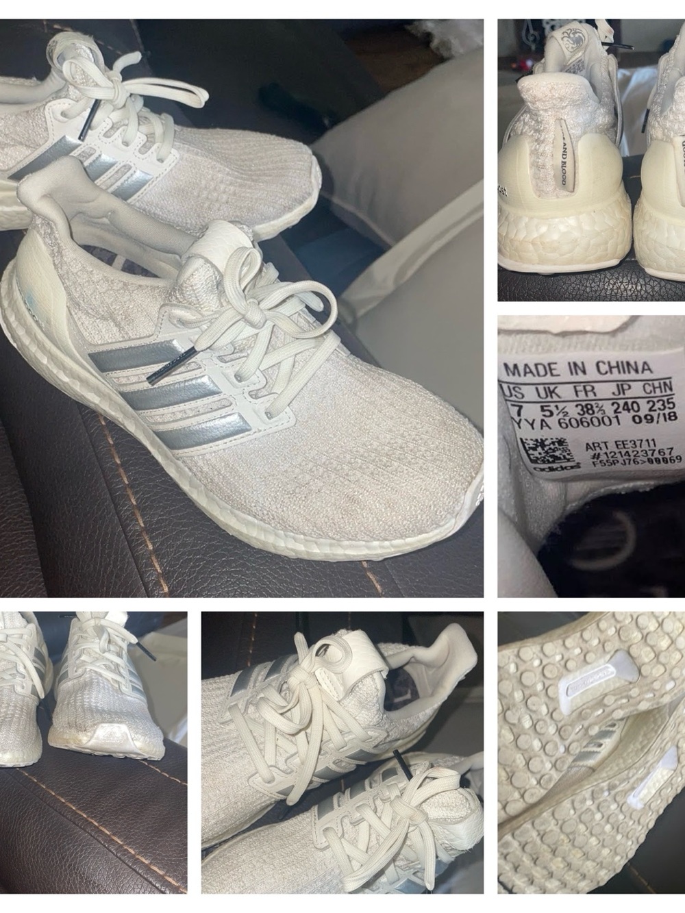 RARE adidas Ultraboost Cream/White with Silver Stripes GAME OF THRONES HTF